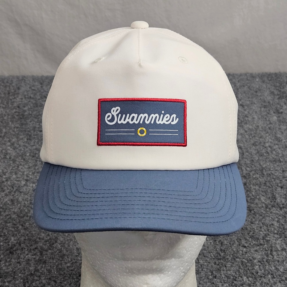 Swannies Golf Hat‎ Mens Cap White Blue Patch Snapback Active Performance Sporty